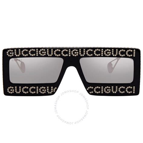 Gucci Silver Rectangular Ladies Sunglasses GG0431S 001 58